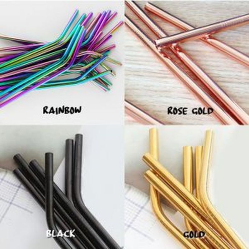 {DS} Sedotan Stainless Steel Straw Ramah Lingkungan Lengkung