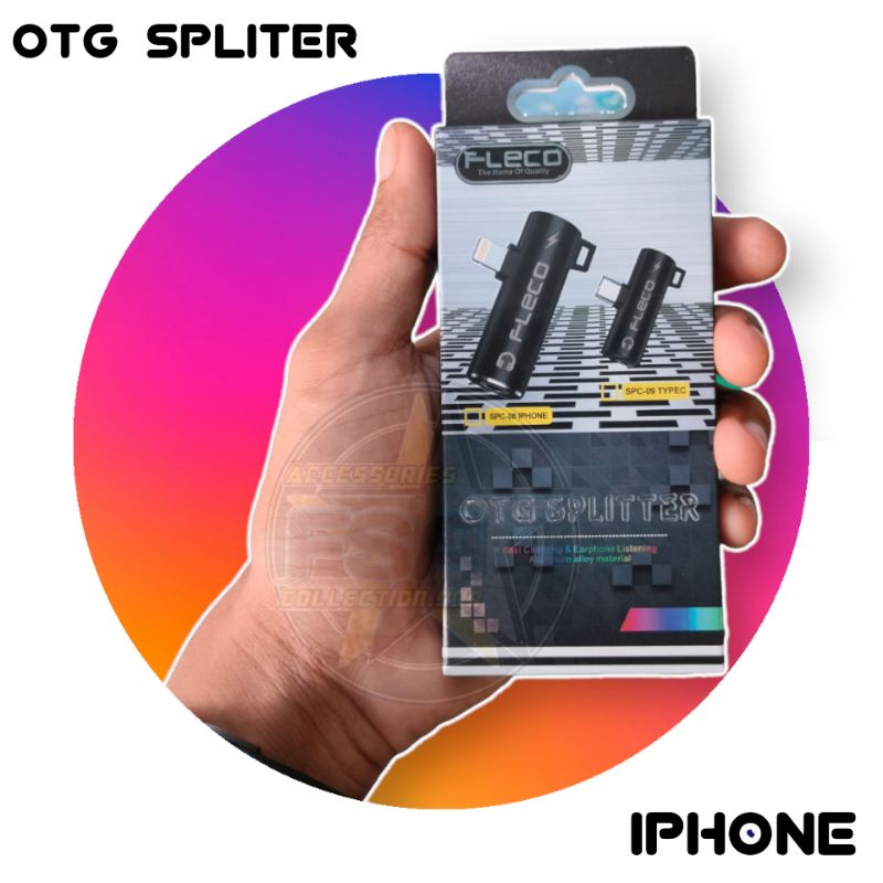 [FLECO] OTG SPLITER iPhone 2in1 Otg Converter iPhone Sambungan Headset + Charger iPhone 6+ 7+ 8+ X XR XS 11 12 13 PROMAX