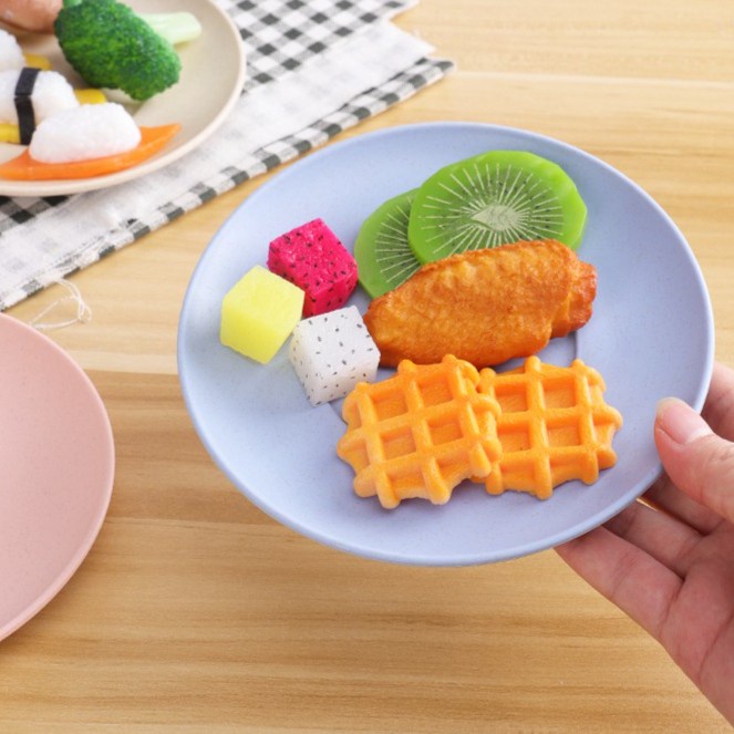 PM1 Piring Plastik Kecil Wheat Straw Plate 1 Set Isi 4 Jerami Piring Makan Saji Piring Makan Set