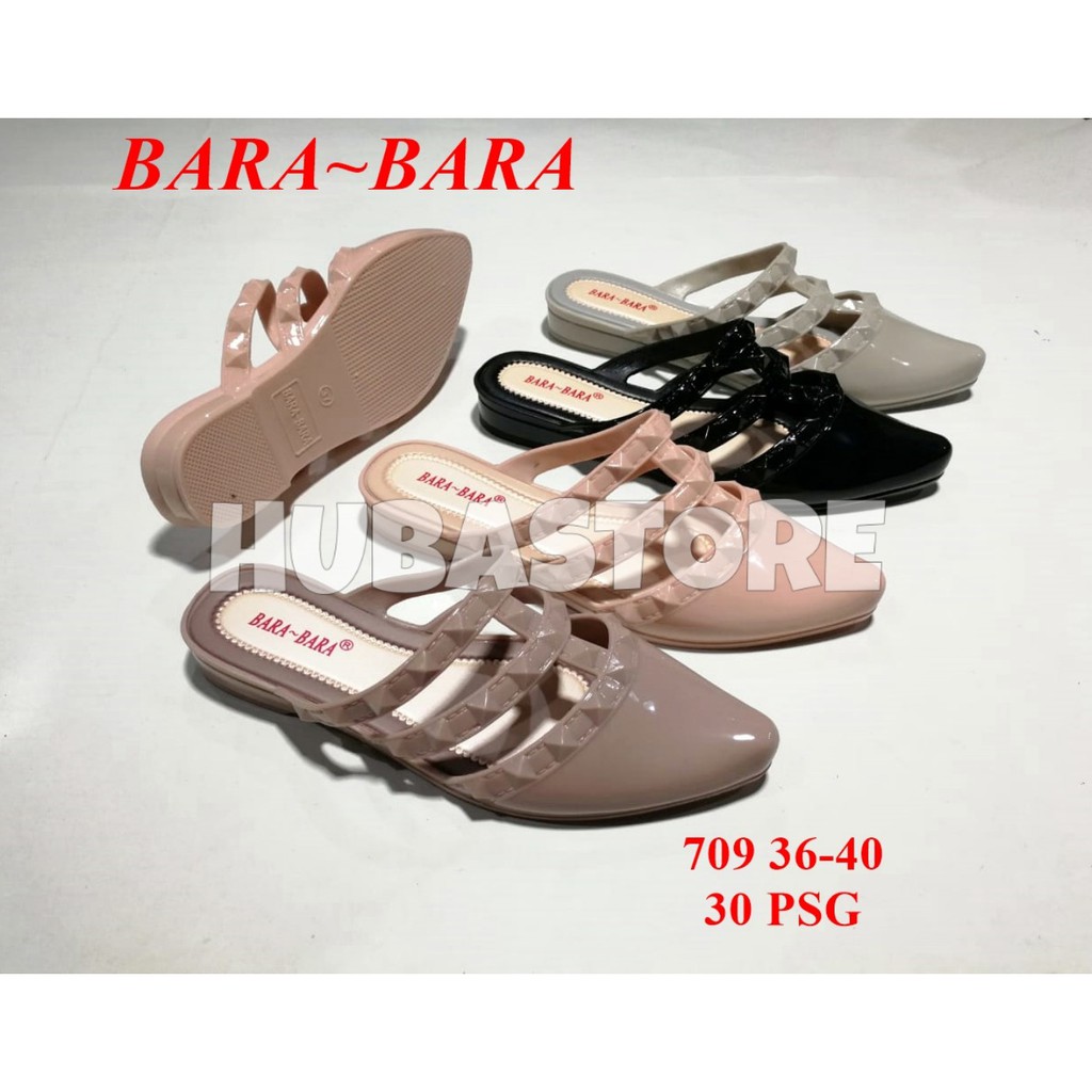 SEPATU SANDAL SLOP WANITA JELLY SENDAL FLAT CEWEK KARET IMPOR 709