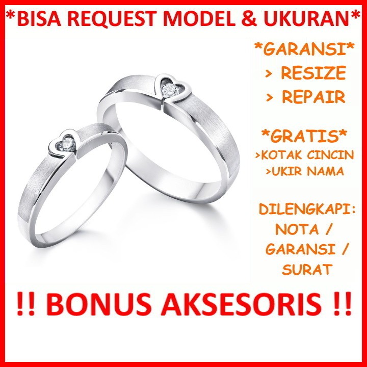 Garansi Asli Cincin Couple Simple Kawin Nikah Tunangan Silver Perak Gratis Tulis Ukir Nama Id149