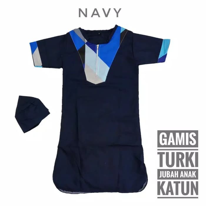 Koko Baju Koko Anak Motif Abu Navy Seragam Hadroh Baju Hadroh 2808BE Size Xl 4-5 Tahun Jubah Koko Tu