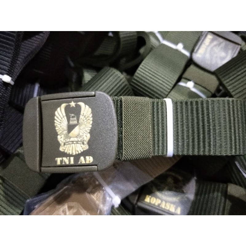 Ikat Pinggang Sabuk Gesper Anti X-Ray Logo TNI AD Warna Hijau