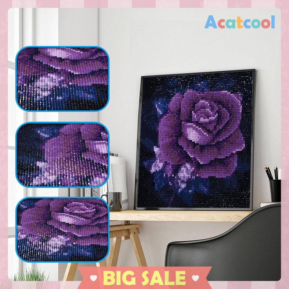 5D DIY Full Drill Square Diamond Painting Purple Rose Cross Stitch Mosaic