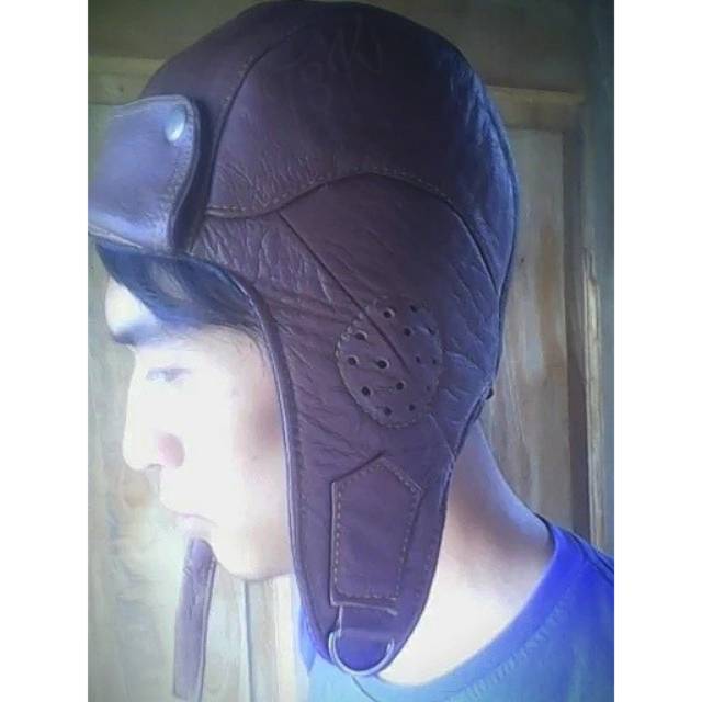 Topi pilot kulit asli Hat pilot leather vintage classic scoter Vespa fino Scoopy cb japs