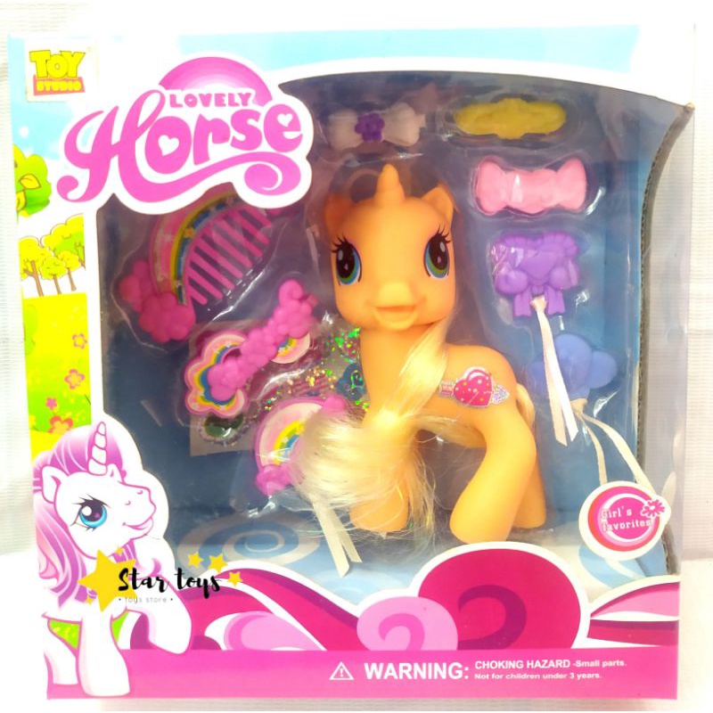 Kuda poni lovely horse mainan anak boneka kuda poni