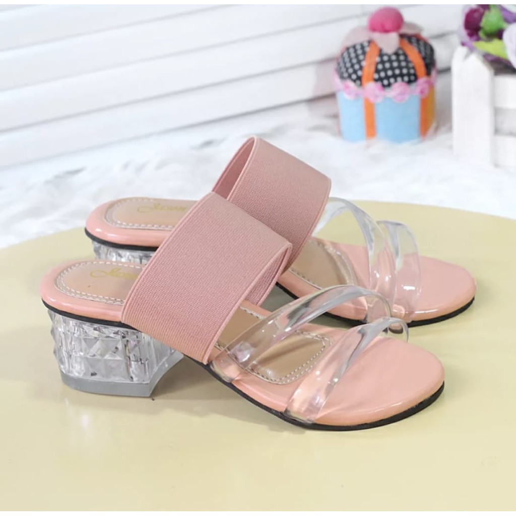 Arlaine - Kristal Anak sandal anak perempuan / Heels Jelly / Heels Transparan / Couple Ibu dan Anak Perempuan