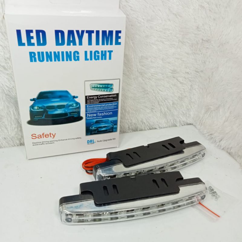 2 PCS Lampu Led DRL 8 Mata Running Sein Mobil  Waterproof anti air termurah