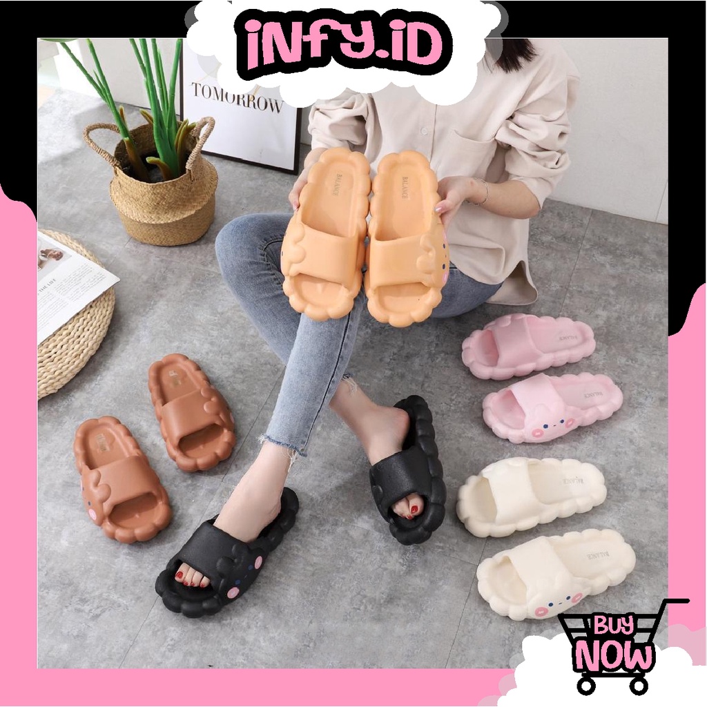 INFY - Sandal Slop Jelly Korea Wanita Awan Cloud Tebal Empuk Lucu Cantik Elegant Best Seller Import R796