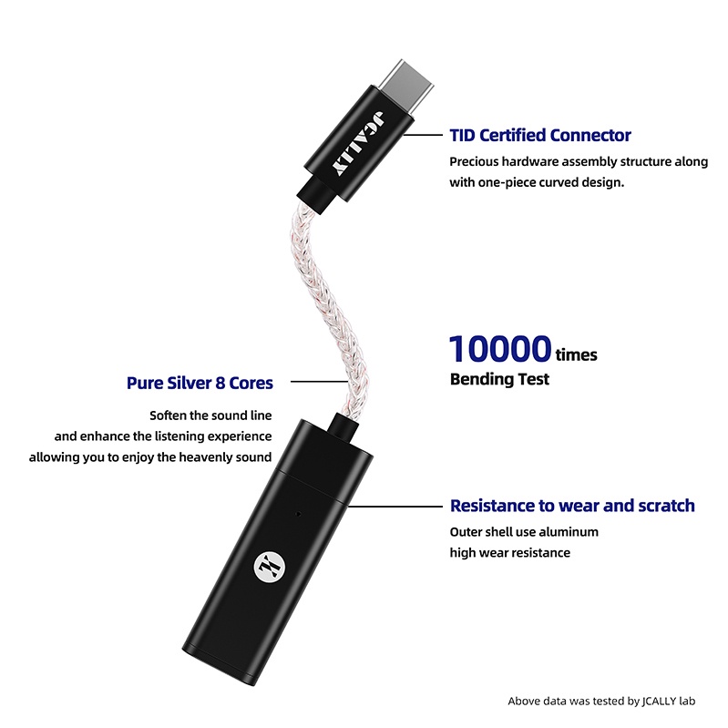 Jcally JM60 JM60L adapter Decode audio digital USB Tipe C Ke 3.5mm DAC ES9038Q2M Untuk Android iOS 8PIN