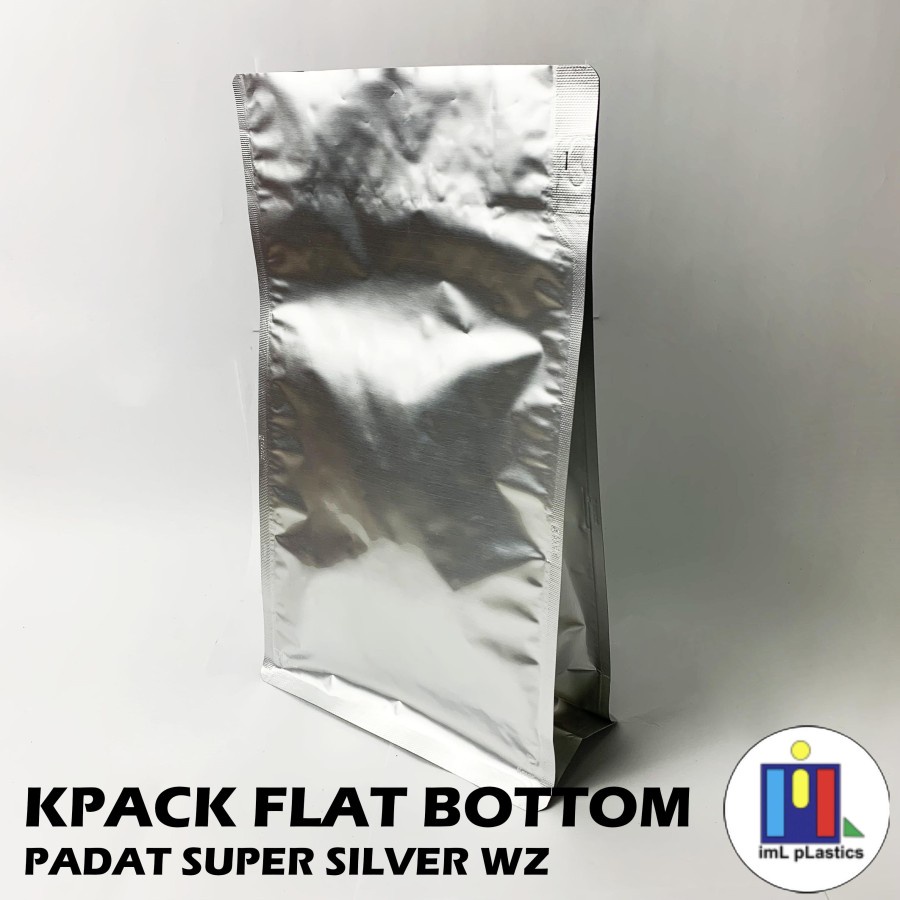 K pack Standing Flat Bottom Silver Super Aluminium Foil 2000gr - Pcs /  satuan