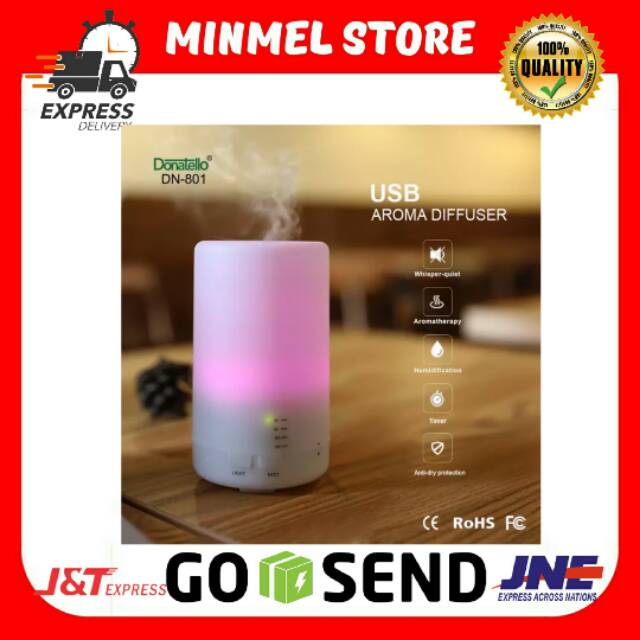 DIFFUSER ULTRASONIC HUMIDIFIER PURIFIER AROMATHERAPY DENGAN LAMPU RGB PENGHARUM RUANGAN 125ML