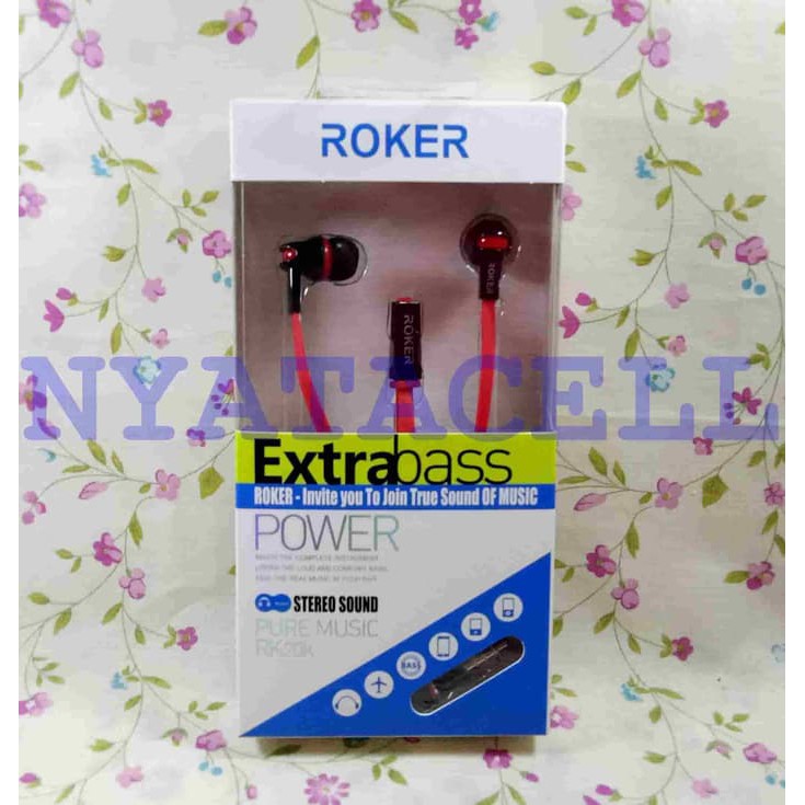 Headset Roker Super Bass RK20K (Samsung/Asus/BB/Xiaomi DLL) Handsfree - Hitam