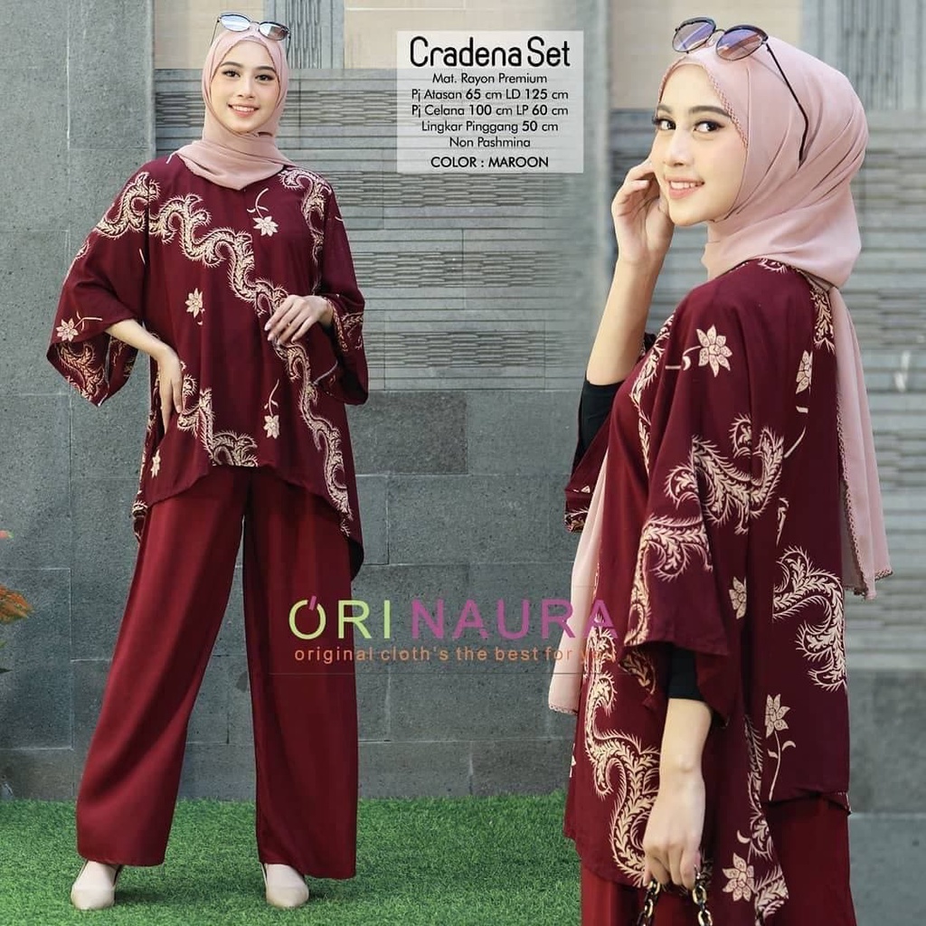 Cradena Set Jumbo - One Set Jumbo Waka Waka Setelan Wanita Rayon Premium  Set Celana Panjang Tie Dye Kekinian LD 125 cm