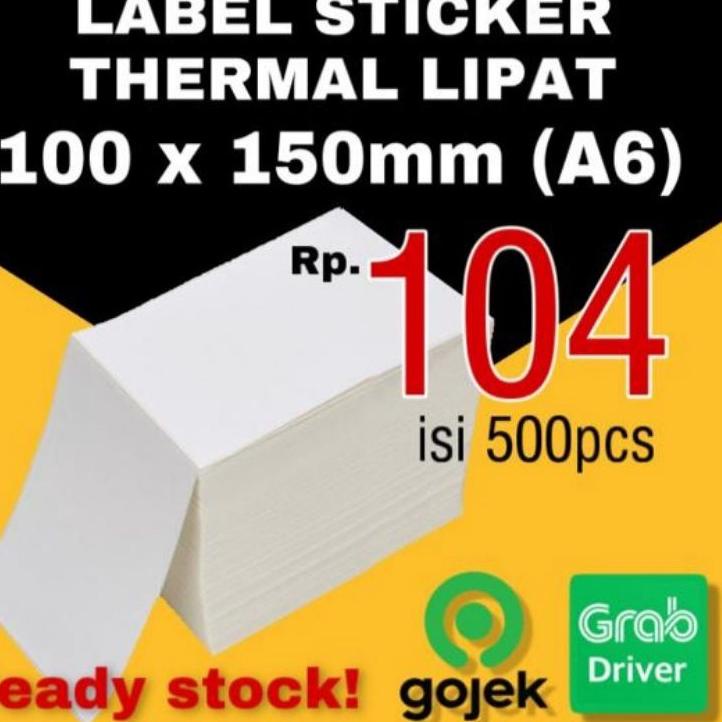 

Oke Price.. kertas stiker label thermal lipat 100x150 barcode A6