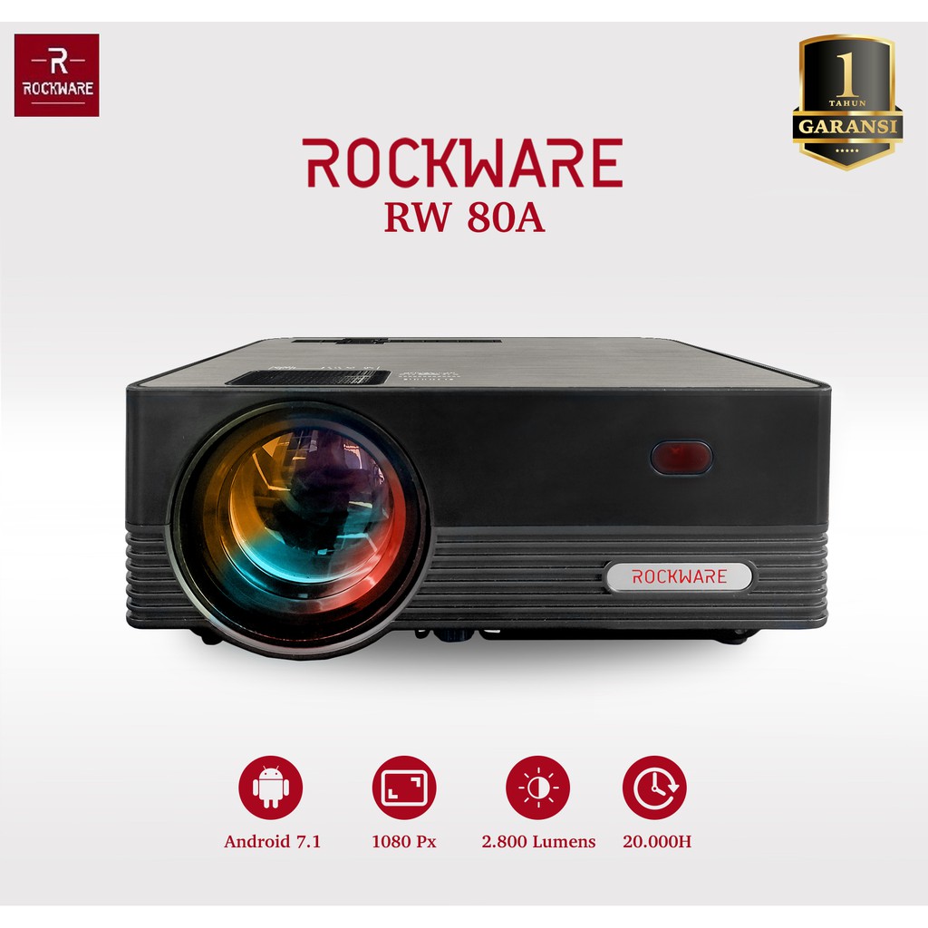 AKN88 - Rockware RW80A - LED Projector With Android 7.1 TV Tunner 2800 Lumens