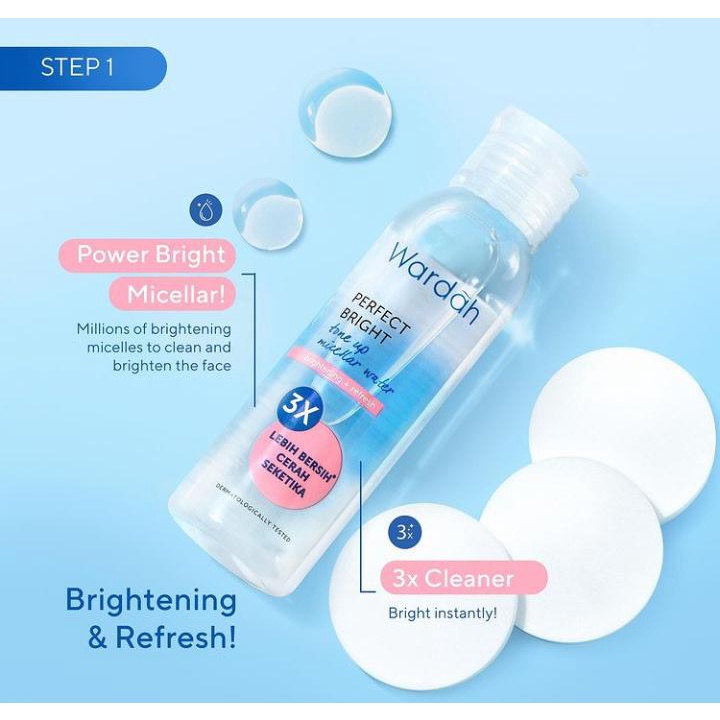 ✿ELYSABETHME✿ 🅆 🄰 🅁 🄳 🄰 🄷 Wardah Micellar water Perfect Bright penghapus makeup bedak air