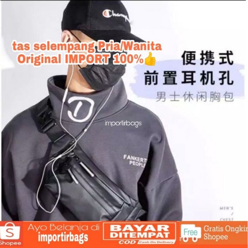 [COD] Tas Selempang Pria Import 100% ORIGINAL Waistbag Pinggang Punggung Premium Anti Air Waterprooft