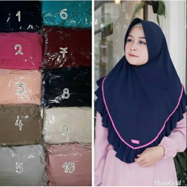 TERLARIS Khimar pinguin / hijab rempel list /hijab simpel /hijab instan jersey pasmina plisket payet