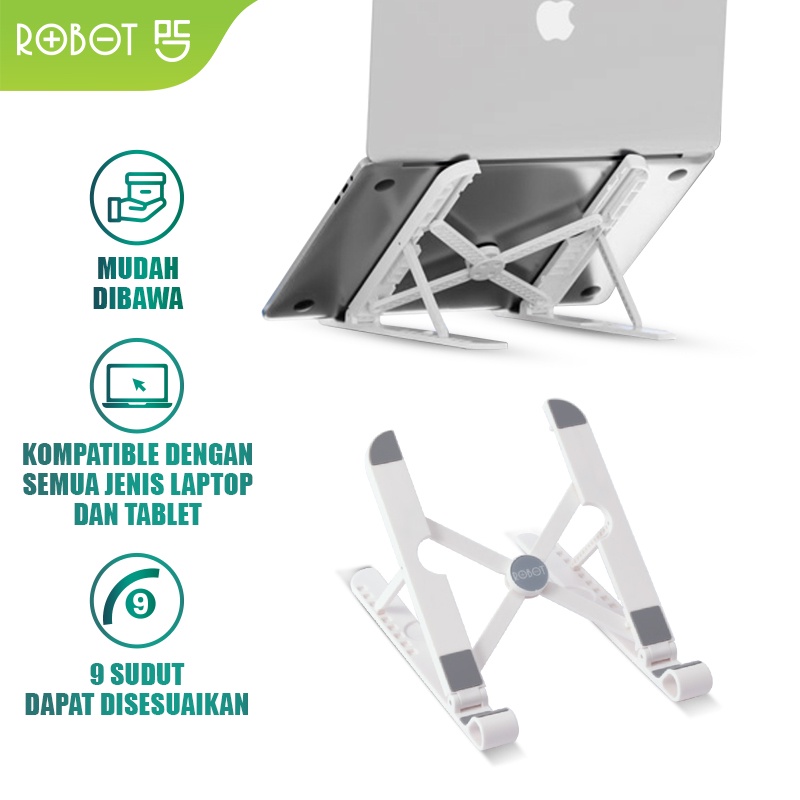 ROBOT Stand Holder Laptop Portable Lipat Anti Slip Kompatibel dengan Semua Jenis Laptop dan Tablet RT-LS03 Original - Garansi Resmi