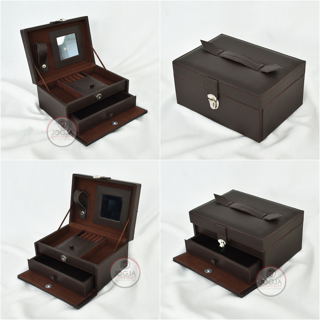 Kotak Tempat Perhiasan / Box Aksesoris Cincin, Gelang &amp; Kalung Coklat