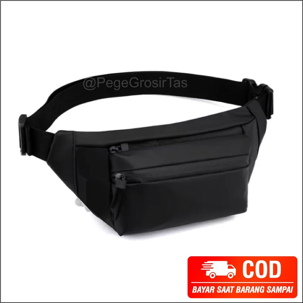 Pege 8870 - Tas Pinggang Waistbag Unisex Model Polos Keren Slingbag Selempang  Bahu Untuk Sehari Hari