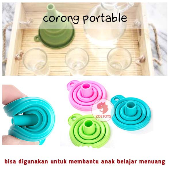 Zoetoys Corong Portable | For Montessori Practical Life Science Silicone Air Minyak Silikon Lipat Serbaguna Funnel | Mainan Edukasi Anak