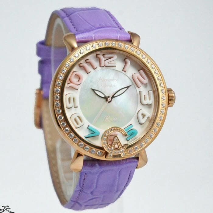 jam tangan alexandre christie AC 2391LH DR UNGU MUDA ROSEGOLD