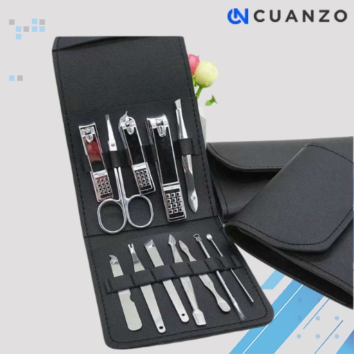 Nail Art Set Gunting Kuku Manicure Pedicure 12 PCS / Paket Alat Set Gunting Potong Pemotong Kuku Lurus Lancip Miring Jempol Kaki Portabel Portable Lengkap Karakter Anti Cantengan Centengan Dewasa Tajam Stainless Dan Korek Kuping Full Set Nail Art Murah