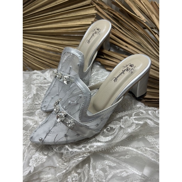 sepatu pengantin wanita maura silver tinggi 7cm tahu