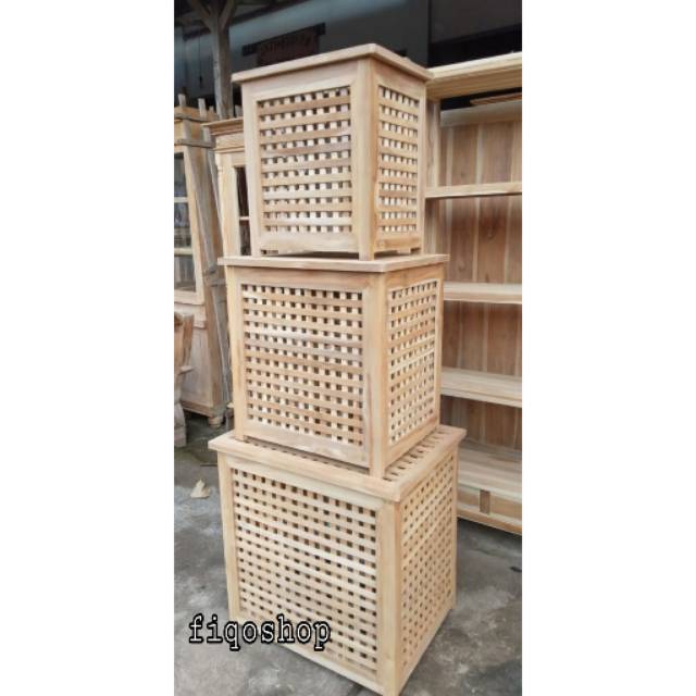 Box loundry Laundry Tempat Kotak Pakaian Mentah Kayu Jati Furniture Jepara