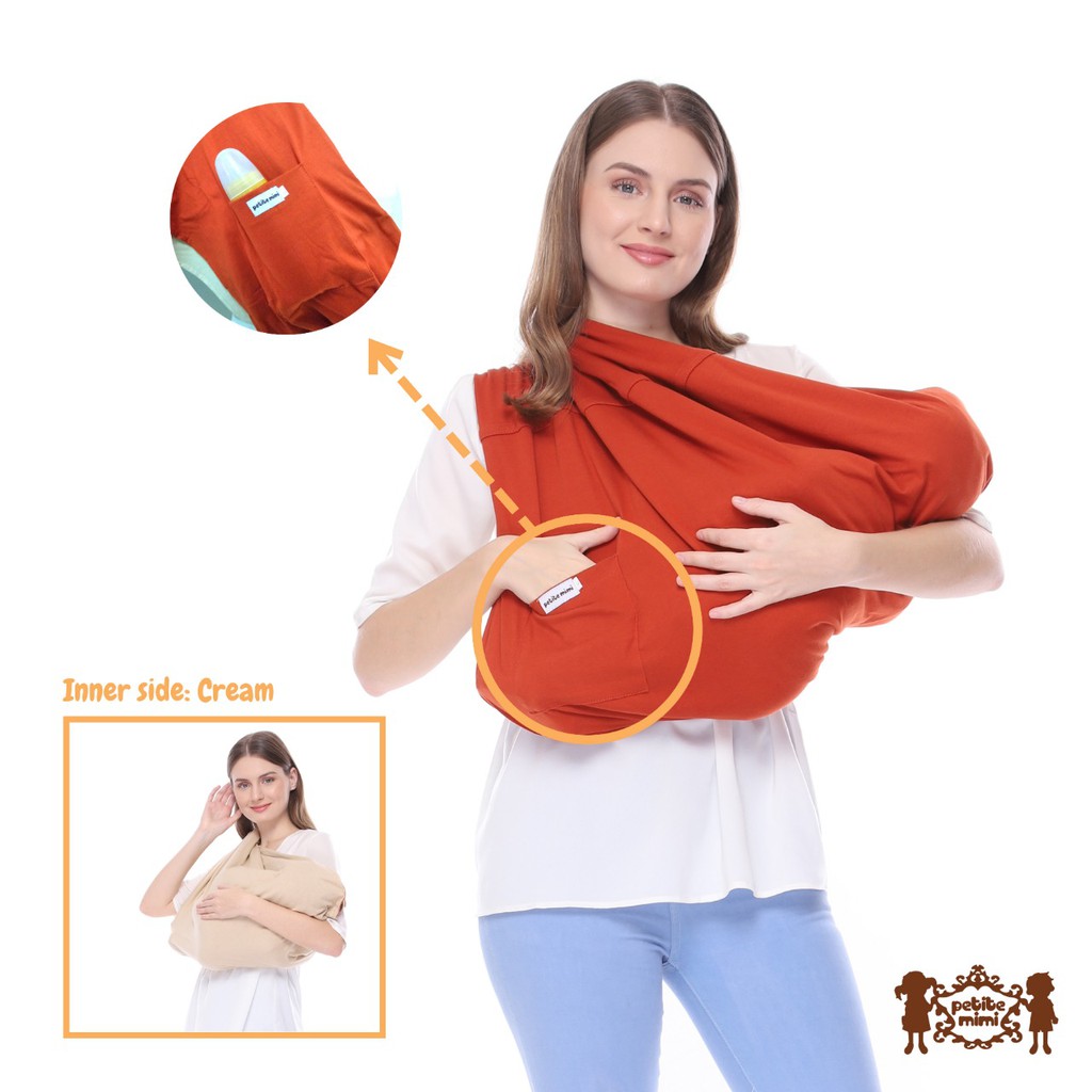 Petite Mimi Gendongan Kaos Bayi dengan Kantong Geos Simple Sling