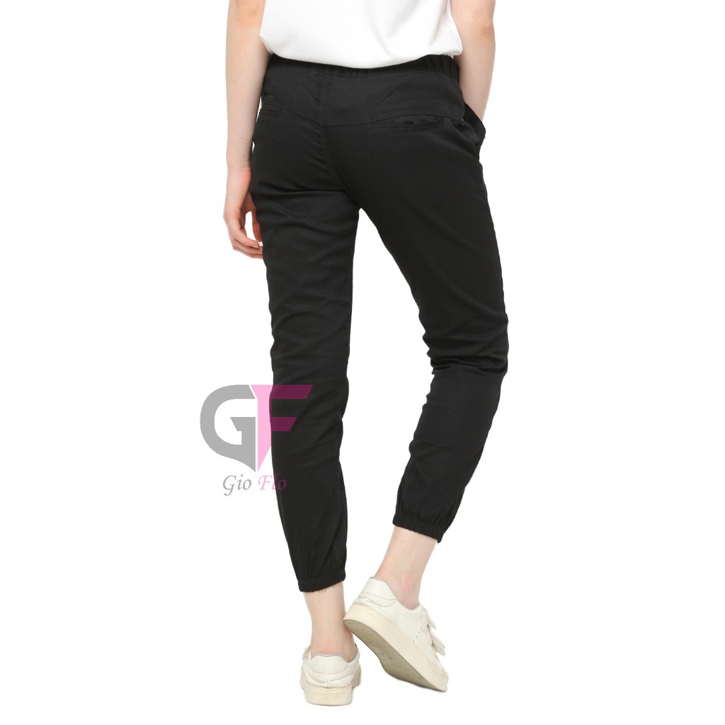 GIOFLO Celana Kasual Wanita Jogger Pants Panjang Terbaru Hitam / CLN 803