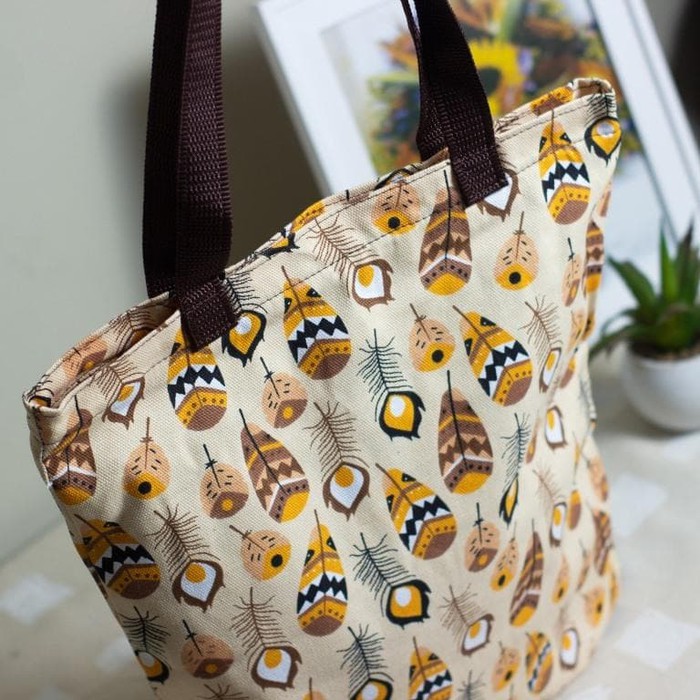 TOTE BAG WANITA TOTEBAG PRIA CANVAS MOTIF GOOD QUALITY WITH RESLETING KODE - 045
