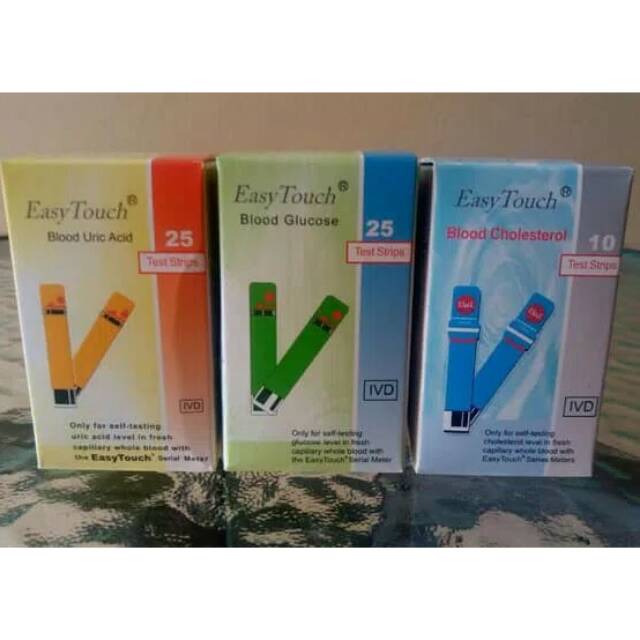 Paket strip easy touch gula, asam urat, kolestrol ET