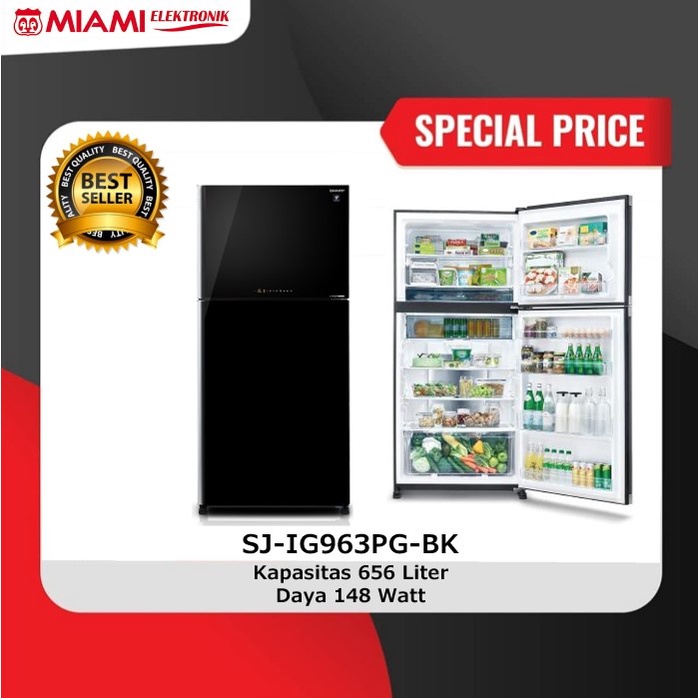 SHARP Lemari Es 2 Pintu 656 Liter SJ-IG963PG-BK / SJIG963PGBK / SJIG963PG