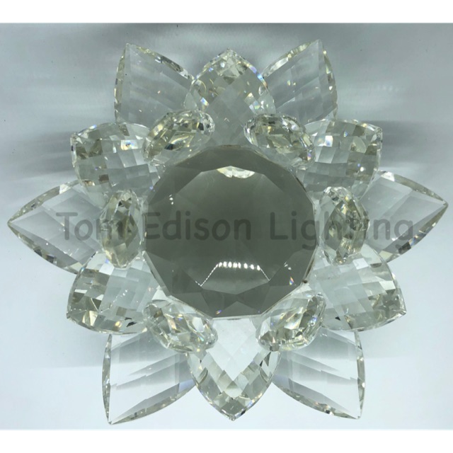 Pajangan Kristal Bunga Kembang Teratai Lotus Flower Crystal Hiasan Oval Kaca Glass Transparan