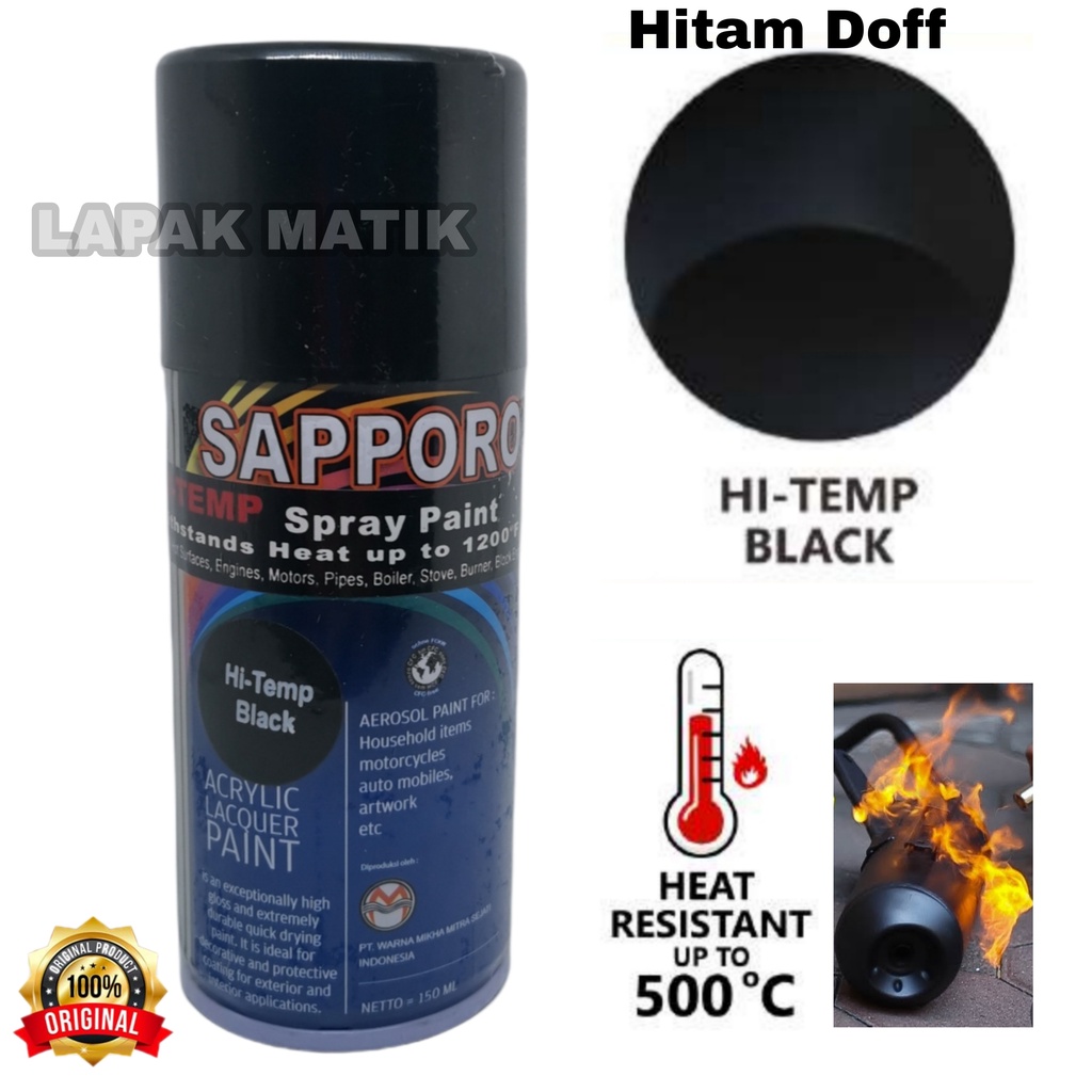 Pilok Sapporo Anti Panas HI TEMP HITAM BLACK DOFF 150ML