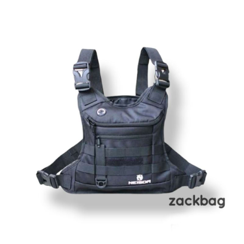 Tas dada pria Chest bag rig Neisda black tactical V3