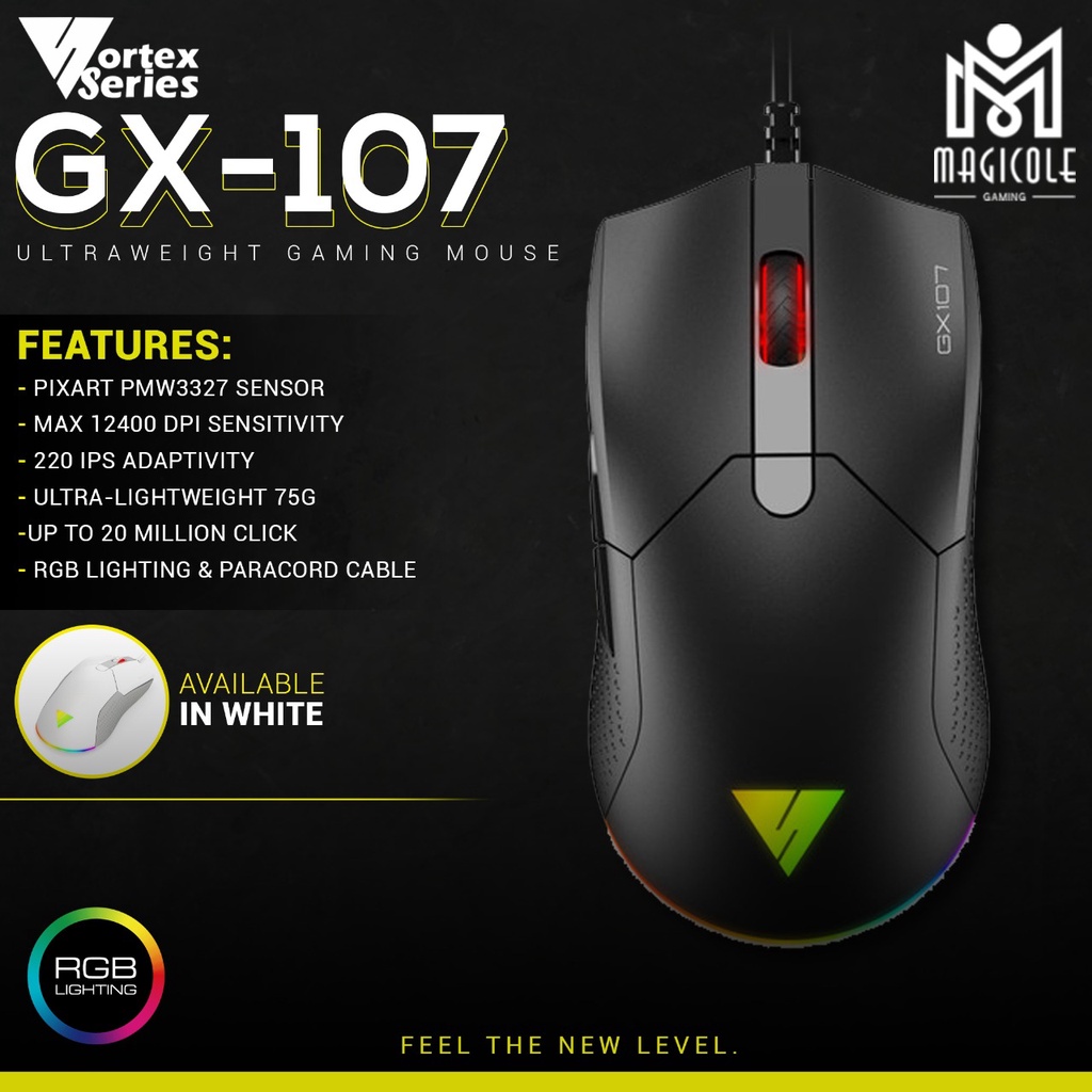 VortexSeries GX107 with PIXART PMW3327 RGB Gaming Mouse