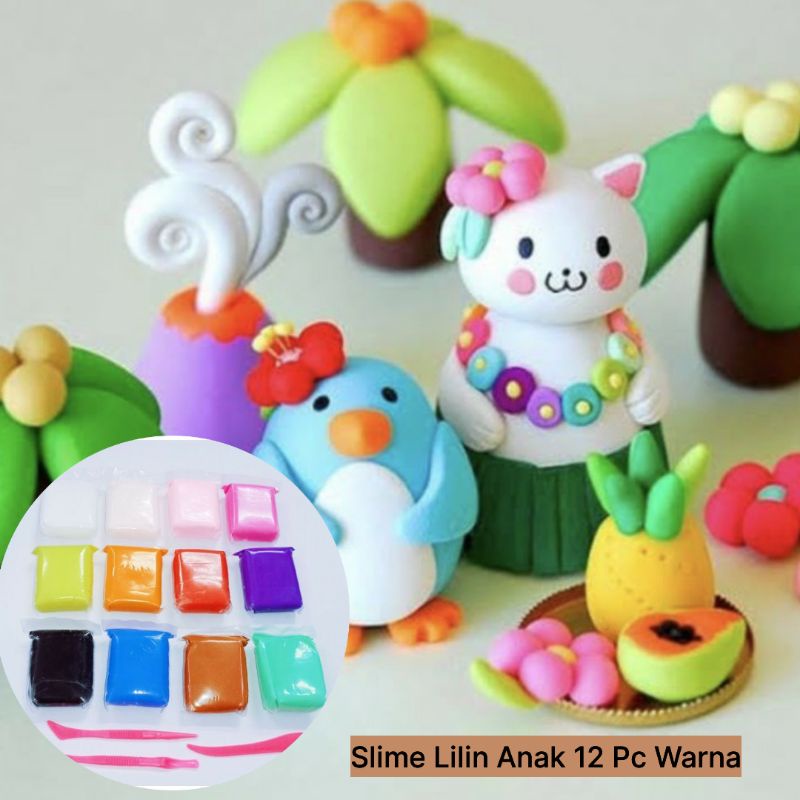 Clay Lilin Mainan Anak isi 12 pcs Warna Edukasi malam lilin SLIME Murah Clay Dough Colour Play