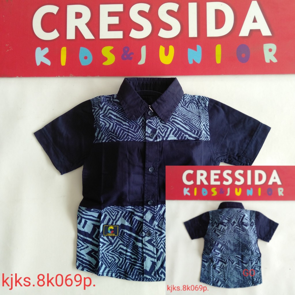 gos CRESSIDA KIDS KEMEJA Anak Slimfit Hem Atasan Lengan Pendek Anak Cowok