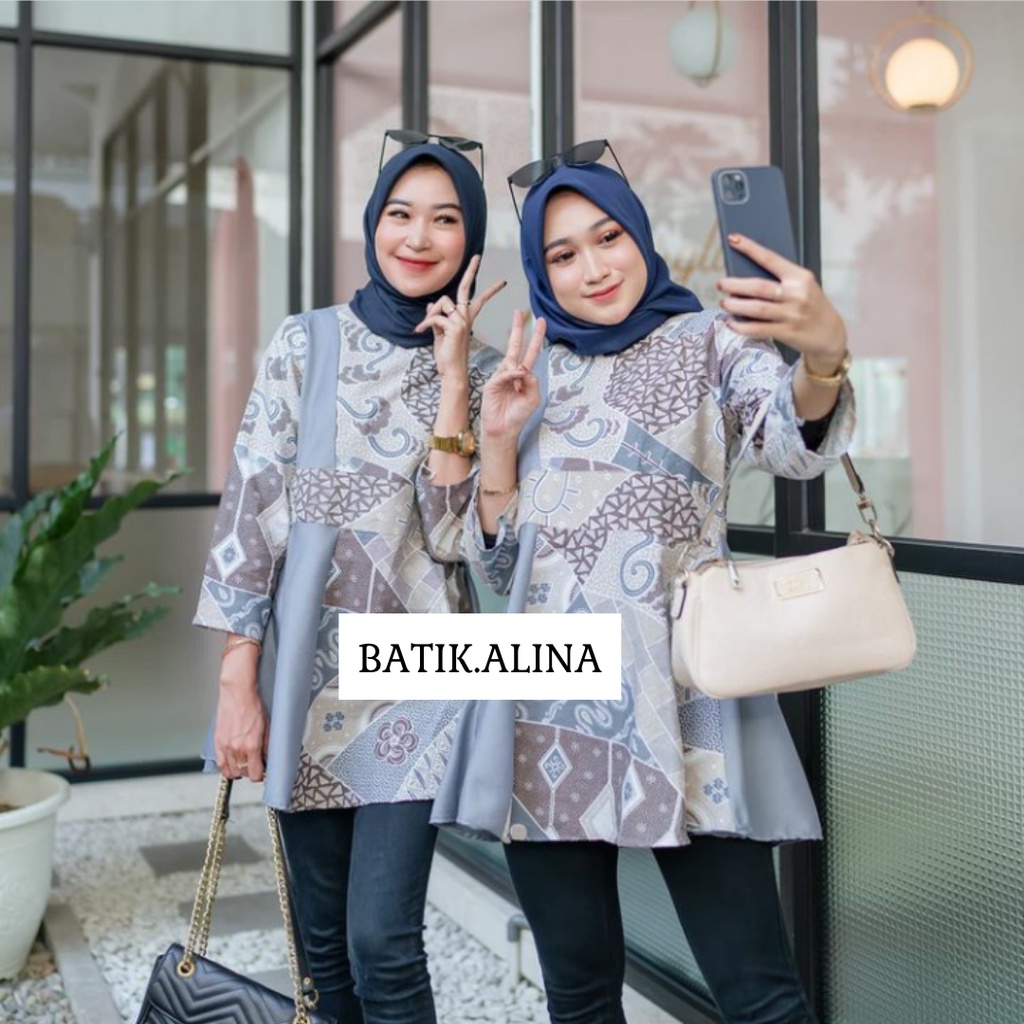 Simply Blouse Baju Batik Wanita Modern Atasan Batik Wanita Blouse Batik Kerja Wanita Batik Kantor M L XL XXL Seragam Batik