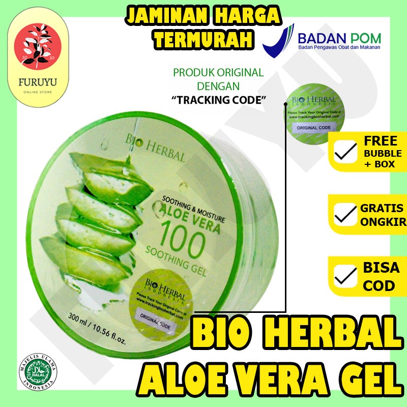 BIO HERBAL ALOE VERA SOOTHING GEL ORIGINAL EKSTRAK LIDAH BUAYA ALOEVERA PELEMBAB KULIT TUBUH KERING