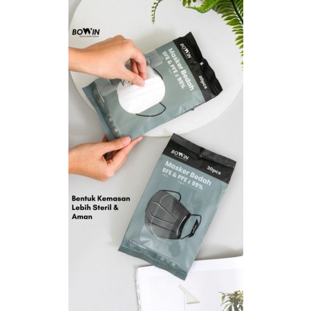 BOWIN MASKER BEDAH ~ Kemasan BARU!!! (Masker Medis/Surgical/Disposable/Earloop) BFE PFE 99% (KEMENKES RI AKL/AKD)