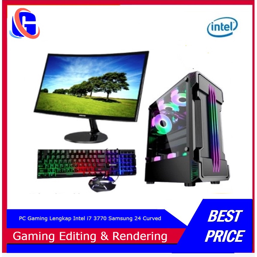 PC Gaming Intel Core I3 10105F  GTX 1650 4GB  With LED 24 Samsung Siap Rendering &amp; Editing