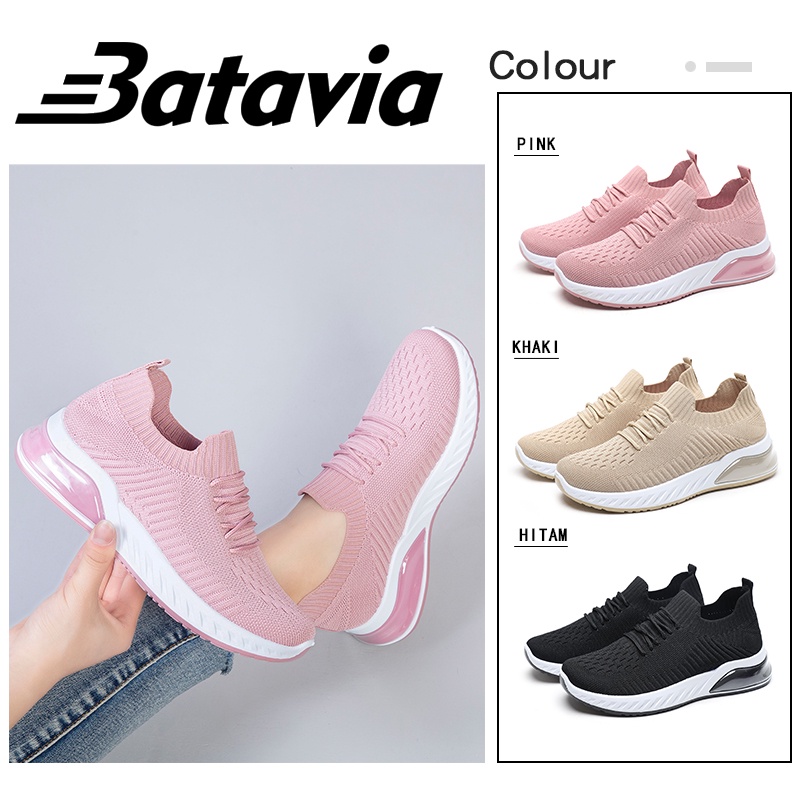 Batavia Sepatu Wanita 2022 Baru Impor Sepatu Wanita Leisure Berjalan Bersol Lembut Sepatu Ibu Fashion Kaus Kaki Sepatu Kets Wanita Q1