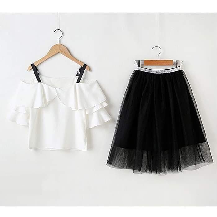 Setelan Sabrina Anak Perempuan Black And White