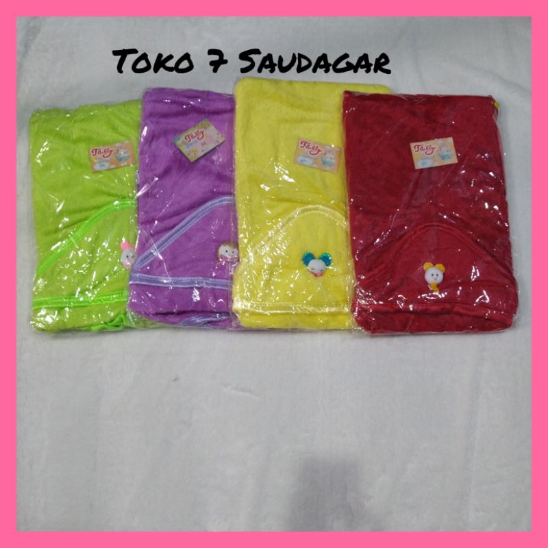 Selimut Bayi Bulu Halus Polos Kemul Bayi Topi Lembut