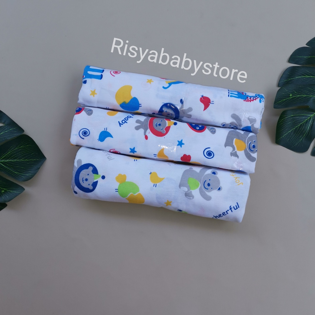 3pcs bedong bayi putih motif / perlengkapan bayi baru lahir new born